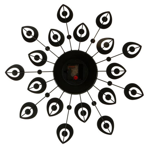 Часы настенные интерьерные «Чёрные лепестки», серия: Ажур, бесшумные, плавный ход, 47×47 см, d=15 см, от батарейки 1хАА