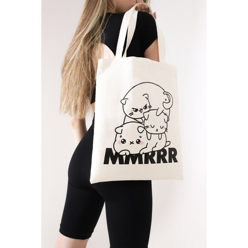 Сумка-шопер Милый котик без молнии, без подкладки, цвет бежевый - Nazamok фото 6