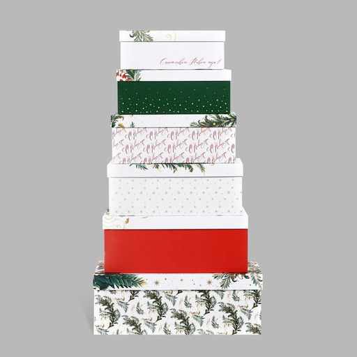 Набор подарочных коробок 6 в 1 С новым годом, 20?12.5?7.5 32.5?20?12.5 см