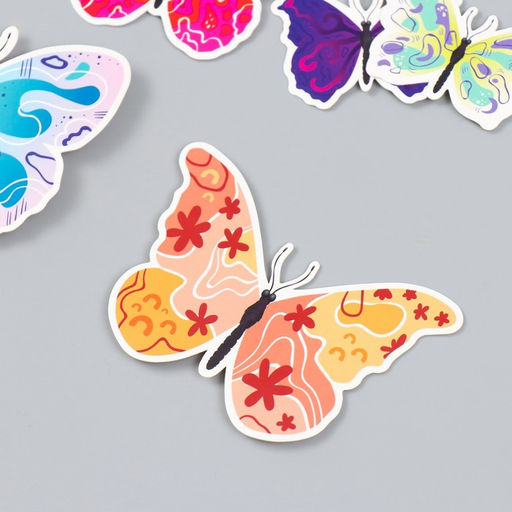 Бабочки картон Абстракция набор 12 шт h=4-10 см на магните - Simaland фото 2