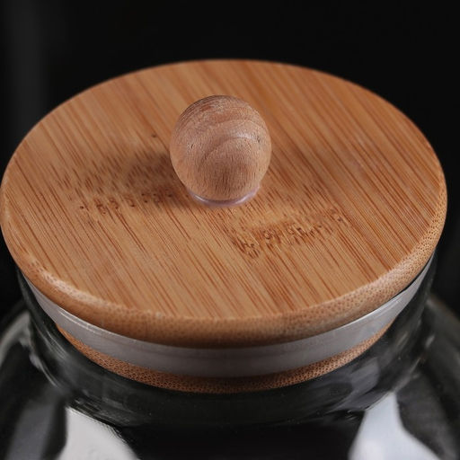 Банка для сыпучих продуктов «Бамбук», 950 мл, 13×15 см, с бамбуковой крышкой, стекло, прозрачная