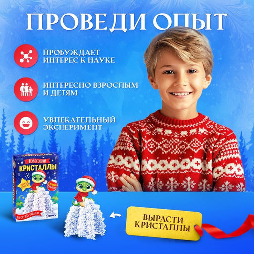 Набор для опытов Новогодние кристаллы, со змеей - Эврики фото 4