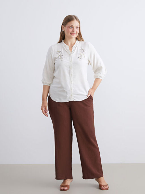 Beli Lastikli Dokulu Kad?n Pantolon