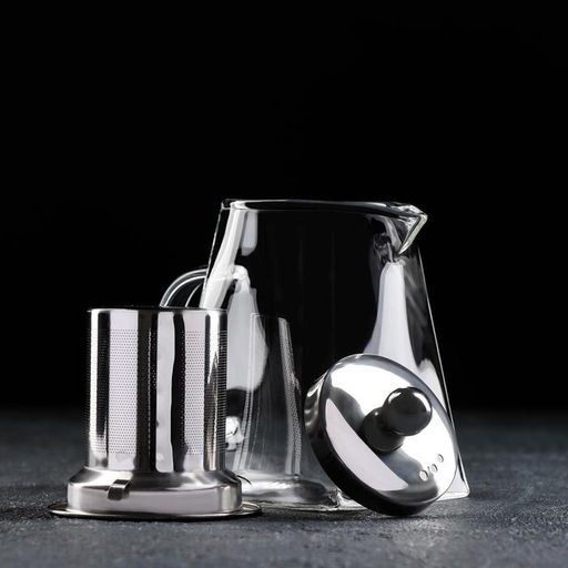 Чайник стеклянный заварочный с металлическим ситом Magistro «Дарси», 450 мл, 14×8,5×13,5 см