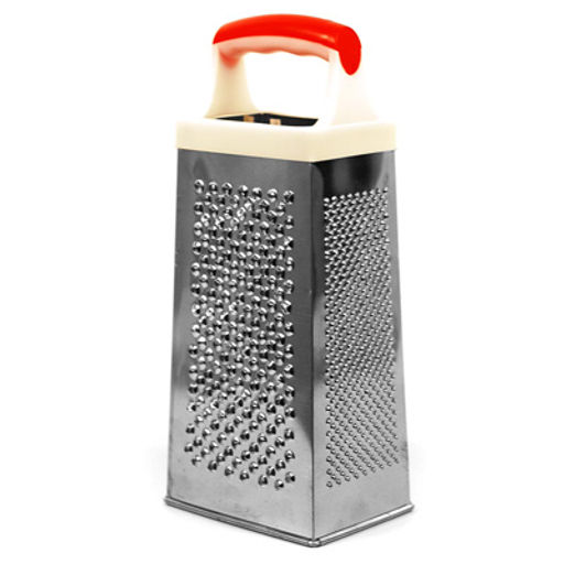 Терка из нержавеющей стали четырехгранная пластмассовая ручка 23,5см, основание 10х7,5см "Хозяюшка" (Китай)