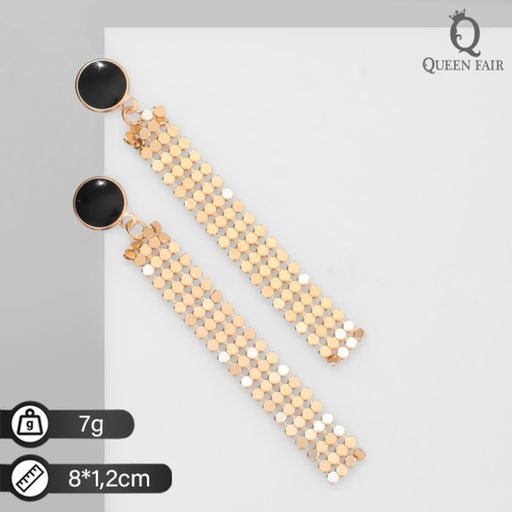 Серьги висячие Прямоугольник диско, цвет чёрно-золотистый, 8см