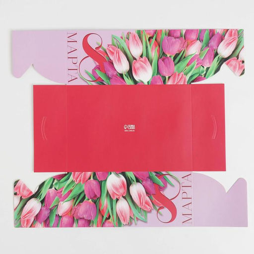 Цена за 5 шт. Коробка для капкейков, кондитерская упаковка с пластиковой крышкой, 6 ячеек 8 марта, 23?16?10 см