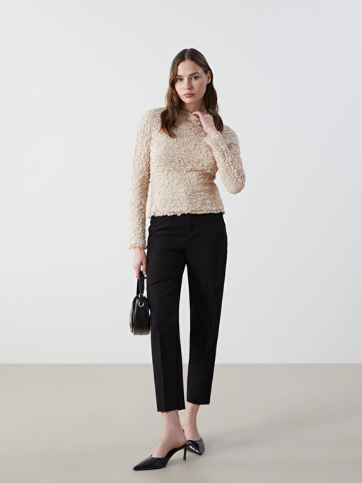 Dik Yaka Dokulu Kad?n Triko Kazak