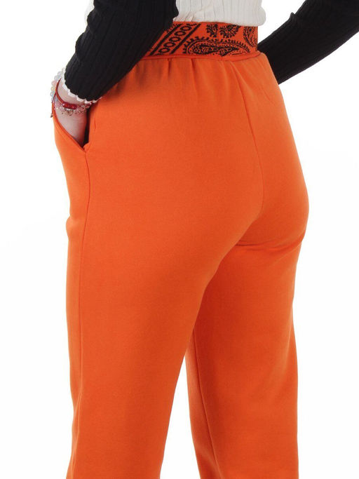 2611 ORANGE Штаны утепленные спортивные женские (85% хлопок, 10% полиэстер, 5% спандекс)
