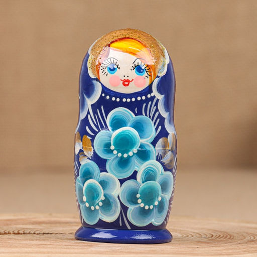 Матрёшка дерево «Клава», голубое платье, 5-кукольная, 12 см