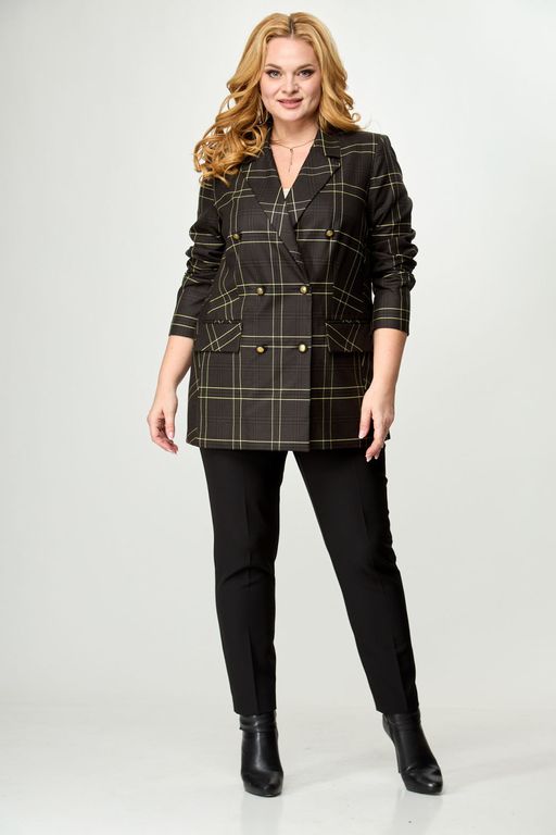 Жакет БелЭльСтиль 848 коричневая клетка фото 4