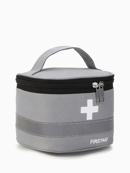 Косметичка-аптечка на молнии, на подкладке, с ручкой, с принтом, серая