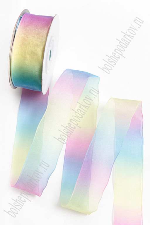 Лента органза 2,5 см*25 ярд "Радуга" SF-7099