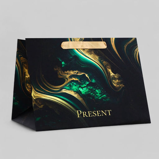 Пакет подарочный ламинированный с широким дном Мрамор, 25?19?18 см - UPAK LAND фото 5