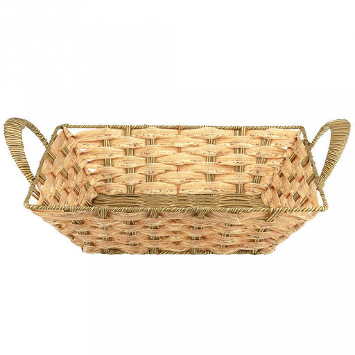 Корзина-сухарница плетеная Береста 28,5х23см h7,5см, полипропилен, ванильный, с ручками, металлический каркас, форма прямоугольная (Китай) - Домашняя мода фото 2