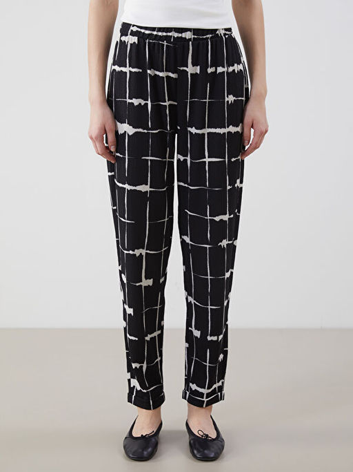 Beli Lastikli Desenli Kad?n Pantolon