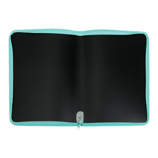 Папка пластиковая А4, 325 х 230 х 25 мм, молния вокруг, Calligrata Офис, ПМ-А4-11, 0.5 мм, цветная, текстура песок, Black чёрная/мятная  фото 3