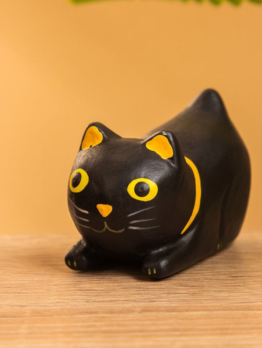 Сувенир «Чёрный кот охотник», 6×3×4 см, дерево