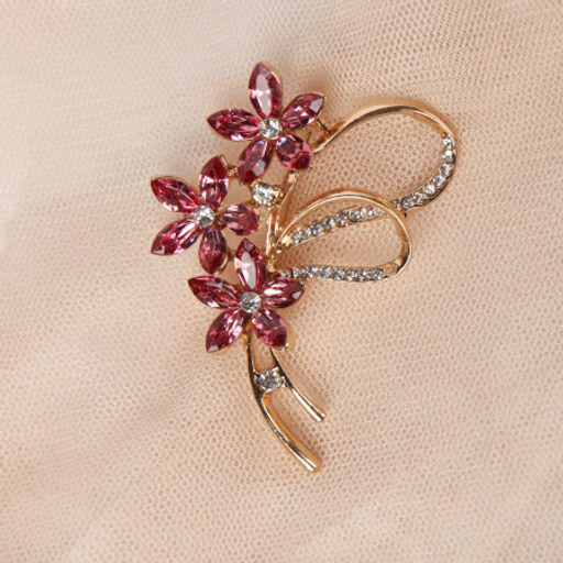 Брошь Букет 9 см / 38B-10-7 /уп 420/ (Бело-розовый ) - Галеонтрейд фото 4