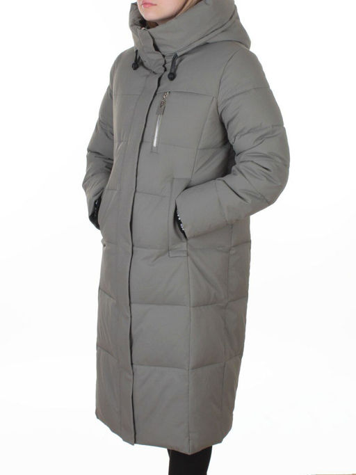 8321 GRAY/GREEN Пальто зимнее женское (200 гр. холлофайбер)