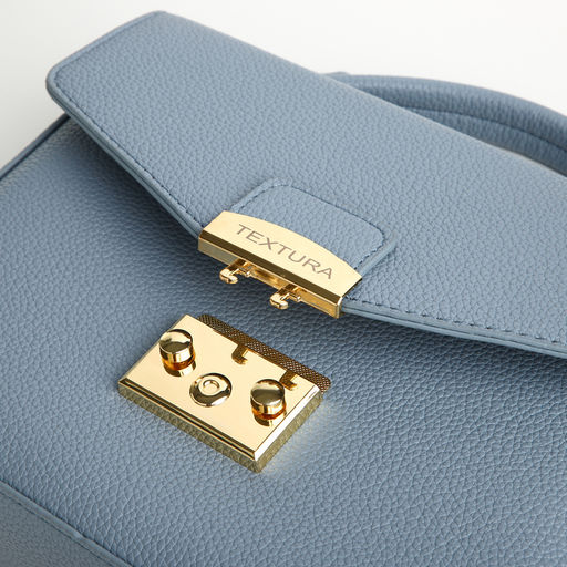 Сумка женская мессенджер TEXTURA на клапане, 23×6×17 см, голубая