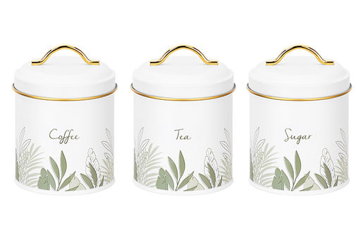 Набор 3 банок для сыпучих продуктов 1,1 л 11,7*11,7*15,5 см Tea, coffee, sugar+крышки с ручк, круг - Elan gallery фото 4