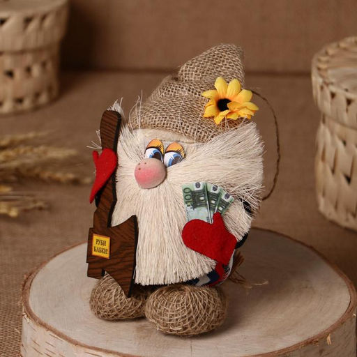 Фигурка-оберег «Домовой. Василек в льняном колпаке, с топором», 23×15×8 см, МИКС