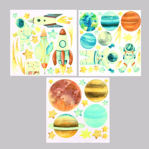 Интерьерная наклейка 3Д TAKE IT EASY «Космос», светящаяся в темноте, 90×30 см