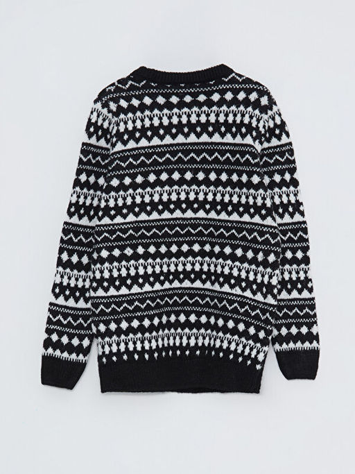 Bisiklet Yaka Desenli Uzun Kollu Erkek ?ocuk Triko Kazak - Waikiki фото 2