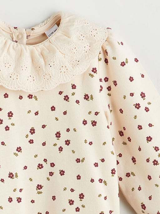 Bebe Yaka ?i?ekli K?z Bebek Tulum