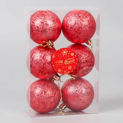 Ёлочные игрушки Ретро, шары новогодние, d=6 см, набор 6 шт., красный - Зимнее волшебство фото 2