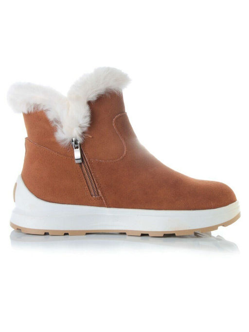 10-M7 BROWN Ботинки зимние женские (натуральная замша, нат.мех и шерсть)