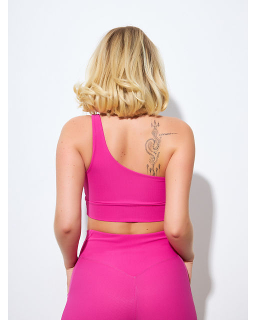 Топ на одно плечо в рубчик PREMIUM ягодный - Rowan фото 3