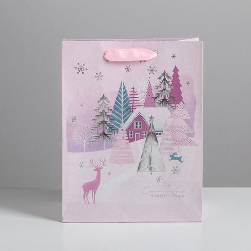 Пакет крафтовый вертикальный Домик на опушке, MS 18 23 10 см - Дарите счастье фото 2