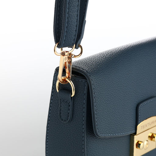 Сумка женская мессенджер TEXTURA на клапане, 23×6×15 см, синяя