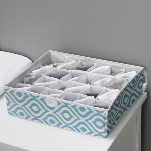 Органайзер для хранения белья Доляна Лагуна, 24 ячейки, с прозрачной крышкой, 383010 см, бирюзовый фото 11