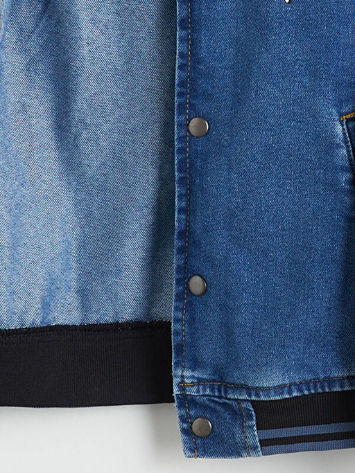Kolej Yaka Bask?l? Erkek ?ocuk Jean Ceket