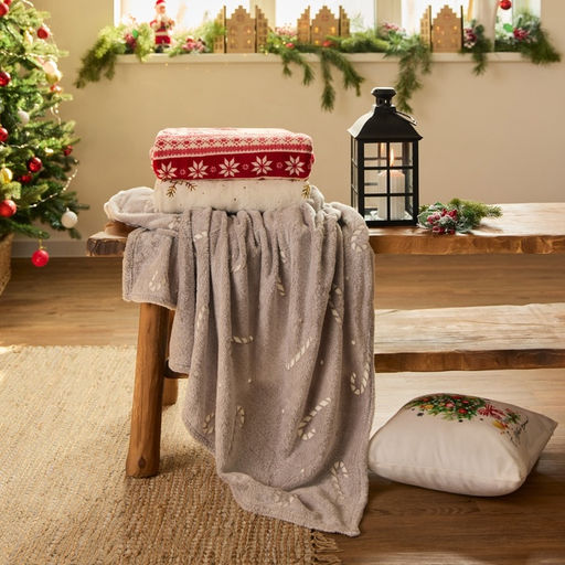 Плед светящийся в темноте «Этель. Candy cane», 180×200 см, корал-флис, 220 г/м²