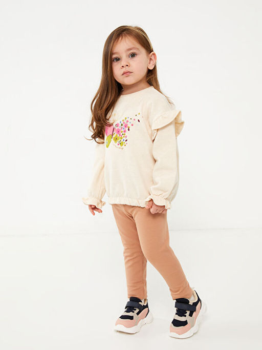 Bisiklet Yaka Uzun Kollu Pamuklu K?z Bebek Sweatshirt - Waikiki фото 3