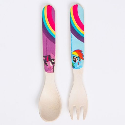 Набор детских столовых приборов из бамбука: вилка и ложка Искорка, My Little Pony - Hasbro фото 5