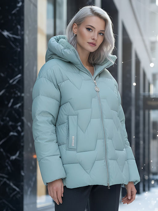 Куртка зимняя женская из овчина стильная и модная зеленого цвета 7309Z