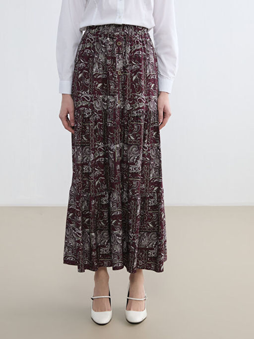 Beli Lastikli Desenli Etek