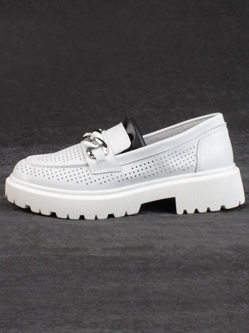 03-PDD153-1 WHITE Лоферы женские (натуральная кожа)