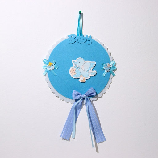 Украшение на гендер пати «Подвеска Аист с мальчиком», 27×27×46 см, голубое