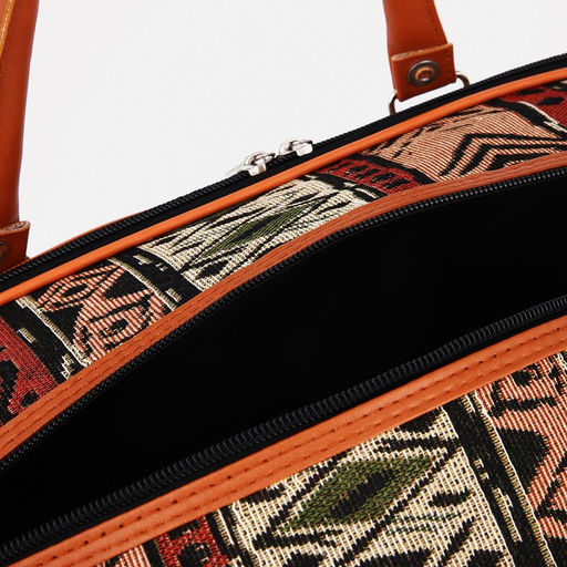 Сумка дорожная, 2 отдела на молниях, длинный ремень, цвет рыжий/разноцветный - Simaland фото 4