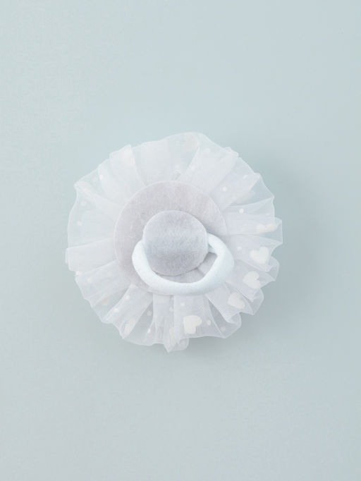 Цена за 6 шт. Бант для волос на резинке «Школьница», снежный жемчужный цветок, d=8.5 см, белый