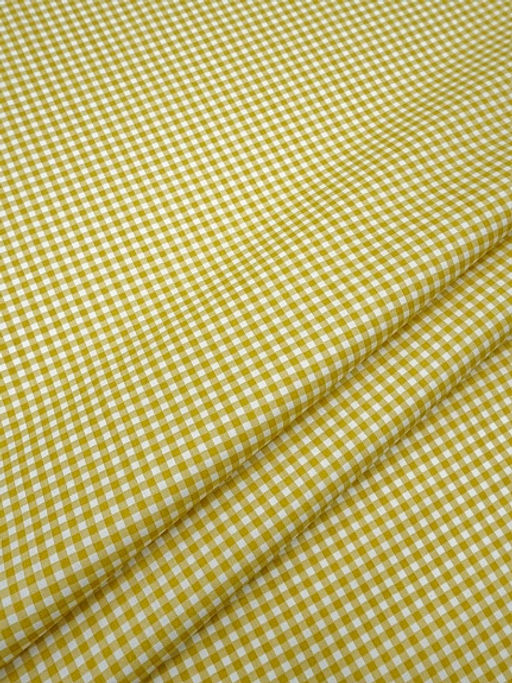 Сатин Клетка (0.3*0.3см) цв.горчично-желтый, ш.2.35м, хлопок-100%, 115гр/м.кв - Купава фото 2