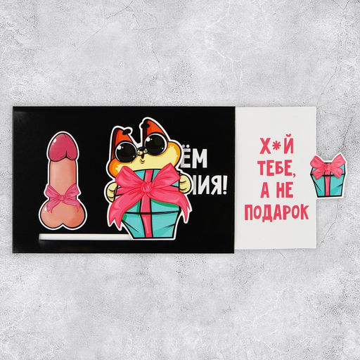 Цена за 2 шт. Интерактивная поздравительная открытка «Подарок», кот, 16 х 11 см