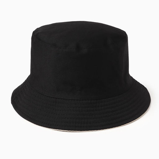 Панама женская однотонная, двухсторонняя, бежевый, чёрная, размер 56-58