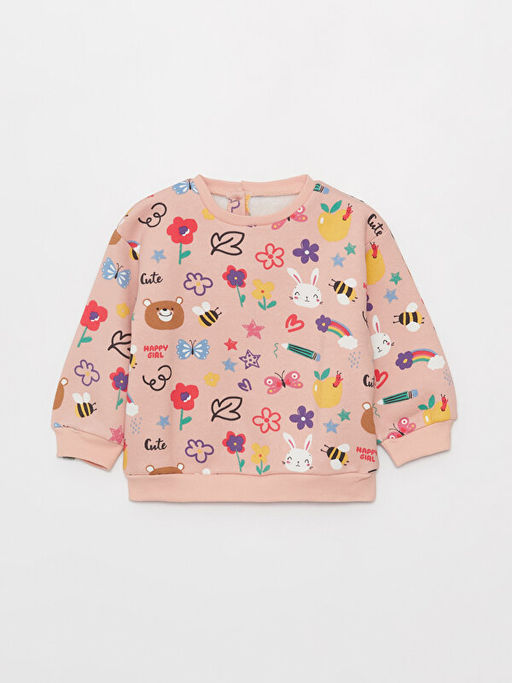 Bisiklet Yaka Uzun Kollu Bask?l? K?z Bebek Sweatshirt